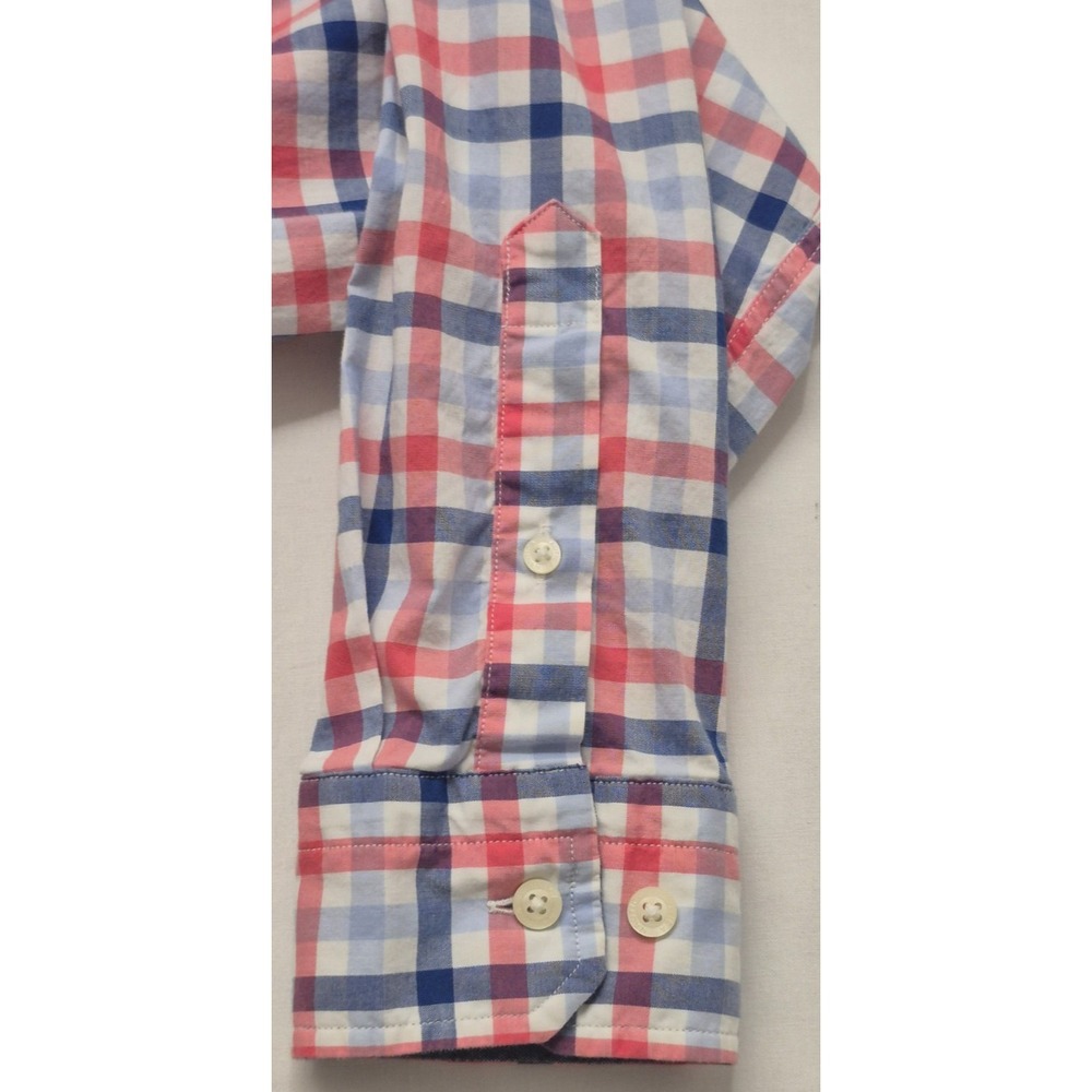 Nautica Classic Fit Stretch men's pink/wht/blue plaid long sleeve button up sz M - Picture 12 of 16